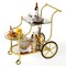 Gold Metal Bar Cart with Mirrored Glass Shelves 3-Tier Rolling Drink Serving Cart with Wheels